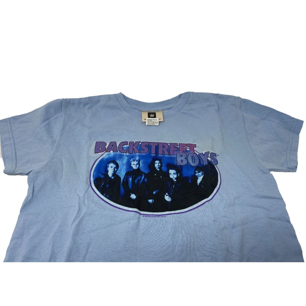 Vintage 2000 Backstreet Boys Band Tour Tee Shirt Light Blue Large Youth Unisex